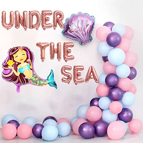 Kungoon Under The Sea Mermaid Birthday Balloons Kit,Mermaid Birthday Decorations For Girls,Mermaid & Shell Theme Baby Shower Kid's Birthday Bachelorette Wedding Engagement Anniversary Party Supplies.(Rose Gold) #TOP4