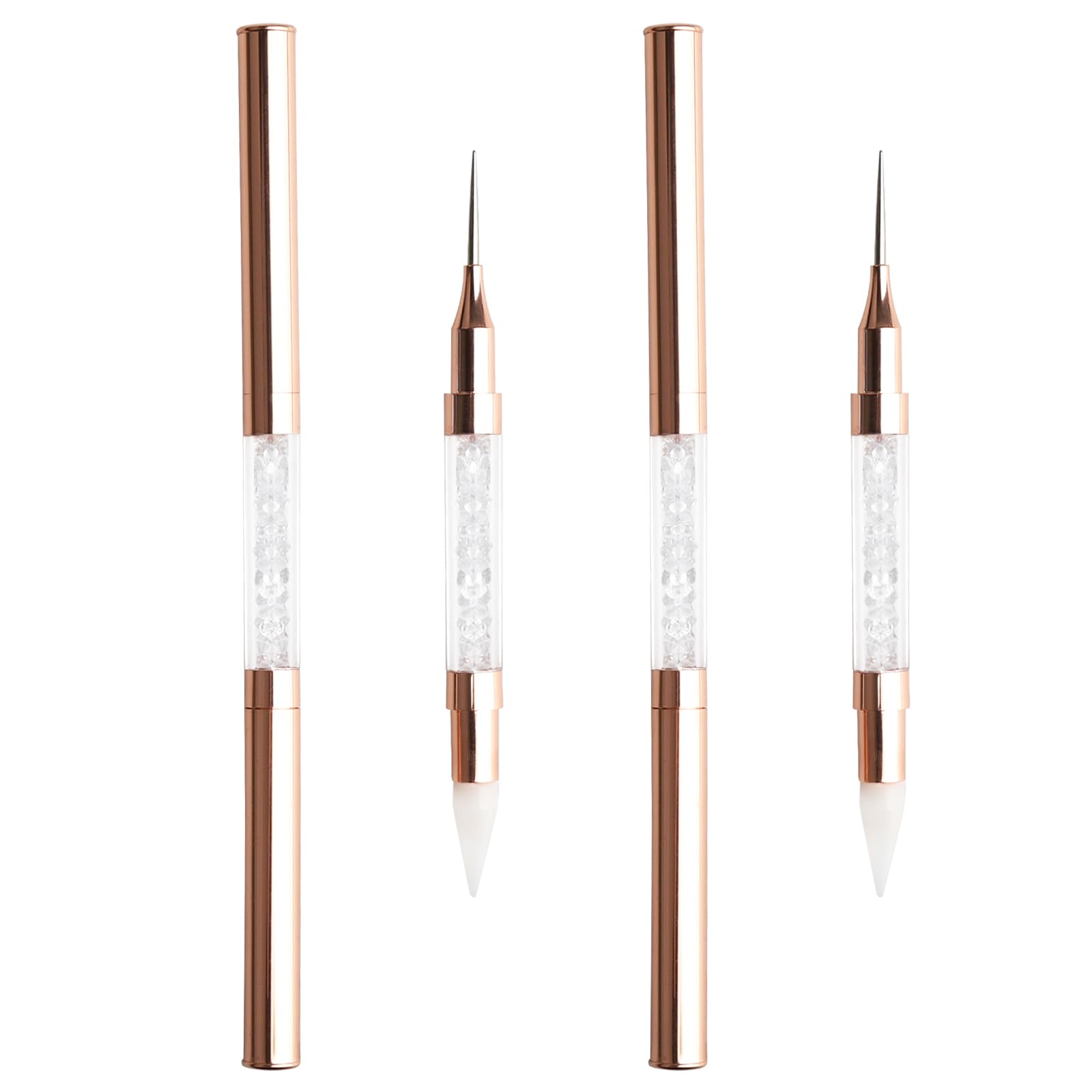 LLMSIX Rhinestones Picker Doting Pen, Dual-Ended Wax Pencil Pen Rhinestone Picker Dotting Pen Rhinestones Applicator with Acrylic Handle for Gem Stone Jewelry Nail Art DIY Craft (White)