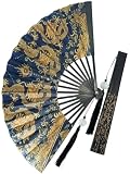 [ブリスレザー] 双金龍 扇子 メンズ 龍 ドラゴン 両面 和風 和柄 和装 着物 浴衣 袴 折りたたみ タッセル うちわ 丈夫 軽量 大きいサイズ 大きい いかつい 夏 祭り 祭 せんす 風水 青龍 白虎 成人式 おしゃれ 大型 本物 24cm 10593-100-186