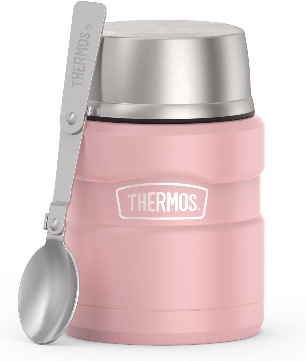THERMOS ICON Vacuum-Insulated Food Jar with Spoon, 16 Ounce, Matte Rose