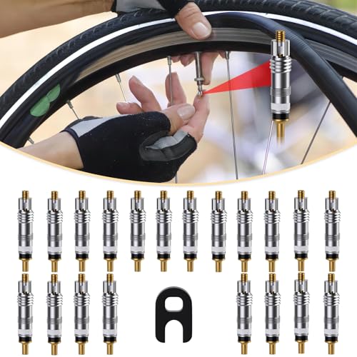 Image of 20 Pcs Presta Valve Core - Bike Replacement Brass Tubeless Core and Valve Core Remover Tool for Tubeless Road MTB Bike Compatible with Vittoria Stan's Continental Kenda (20pc)