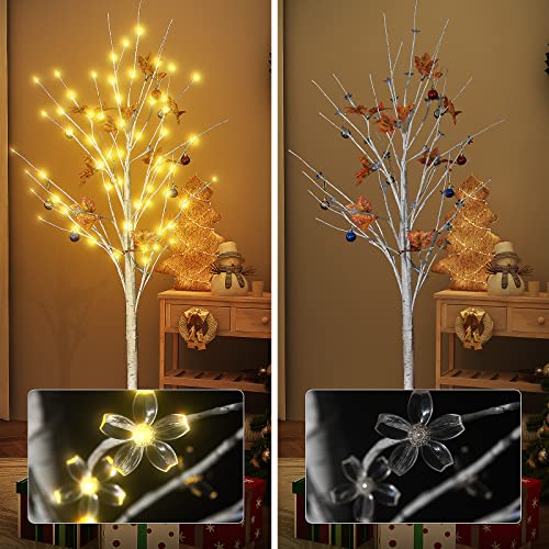 Recaceik Lighted Birch Trees, 4 Feet 5 Feet And 6 Feet Tree Artificial Birch Tree With Flower Light, Pack Of 3, For Christmas Halloween Home Party Wedding Decoration, Indoor Outdoor Use #TOP6