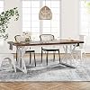 Tribesigns Farmhouse Dining Table for 6 People, 70.8-Inch Rectangular Wood Dining Table, Rustic Kitchen Table with Heavy Duty Metal Legs for Dining Room (Brown/White)