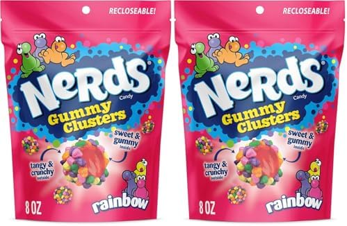 Nerds Gummy Clusters Candy, Rainbow, 8 Ounce | Resealable Bag | Pack of 2