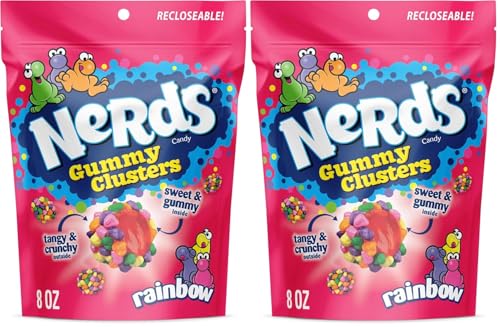 Deal: Nerds Gummy Clusters Candy, Rainbow, 8 Ounce | Resealable Bag | Pack of 2