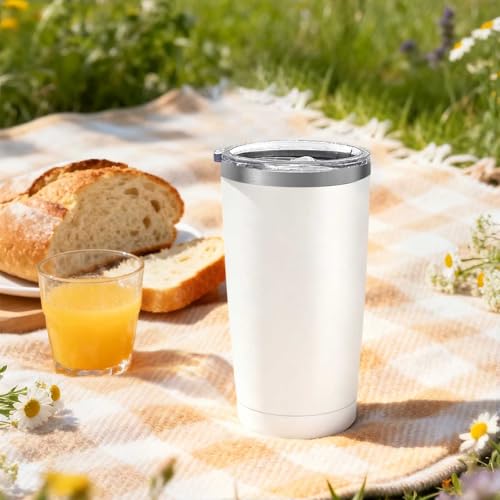 YOUKE OLA 20 Pack Stainless Steel Tumbler Bulk Insulated Vacuum Travel Mug Powder Coated Coffee Mug Gift for Laser Engrave, 20oz White - Thumbnail 5