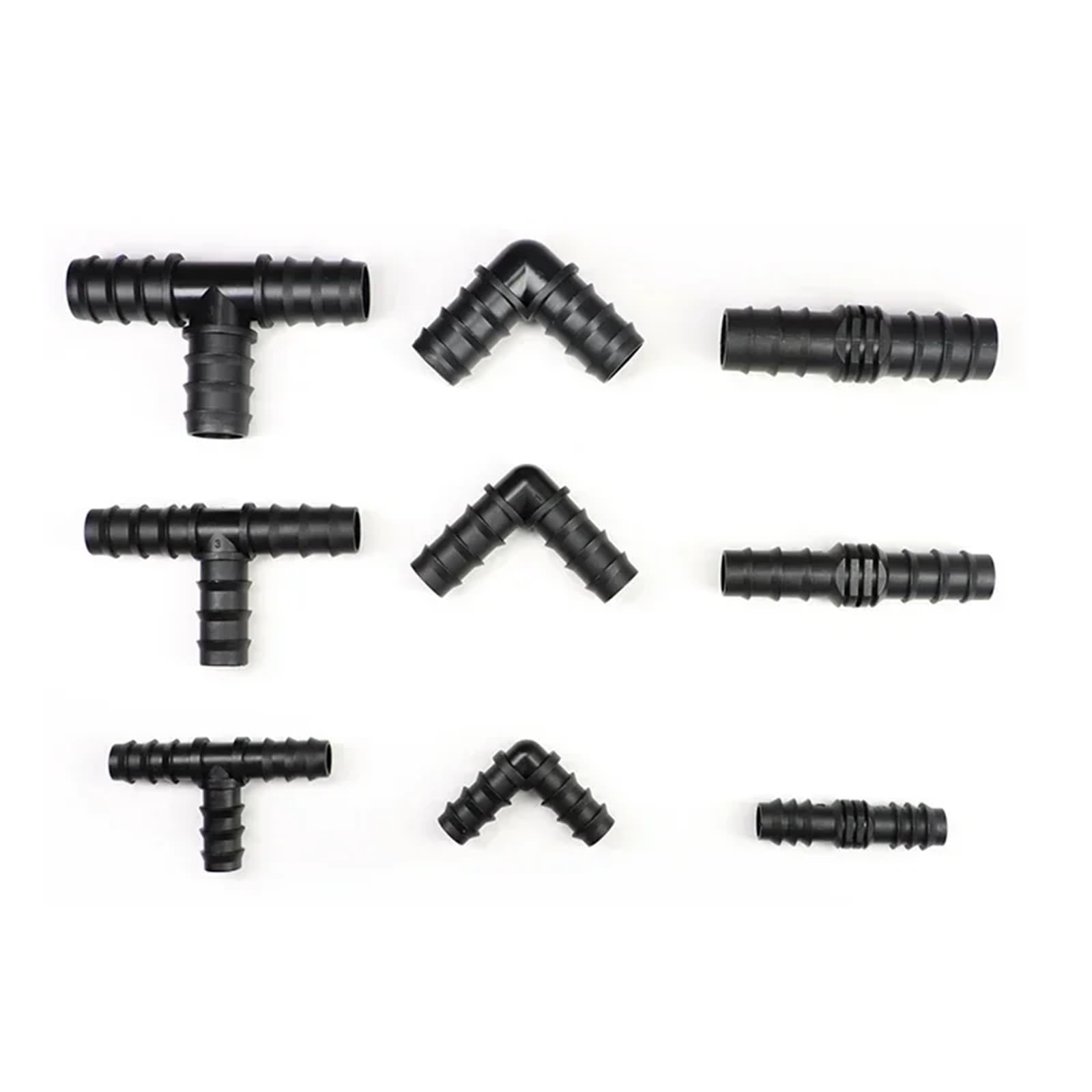 2 ~ 50 conectores de agua de pagoda de plástico de 16/20/25 mm de polietileno para accesorios de riego por goteo de jardín (codo de 16 mm, 50 piezas)