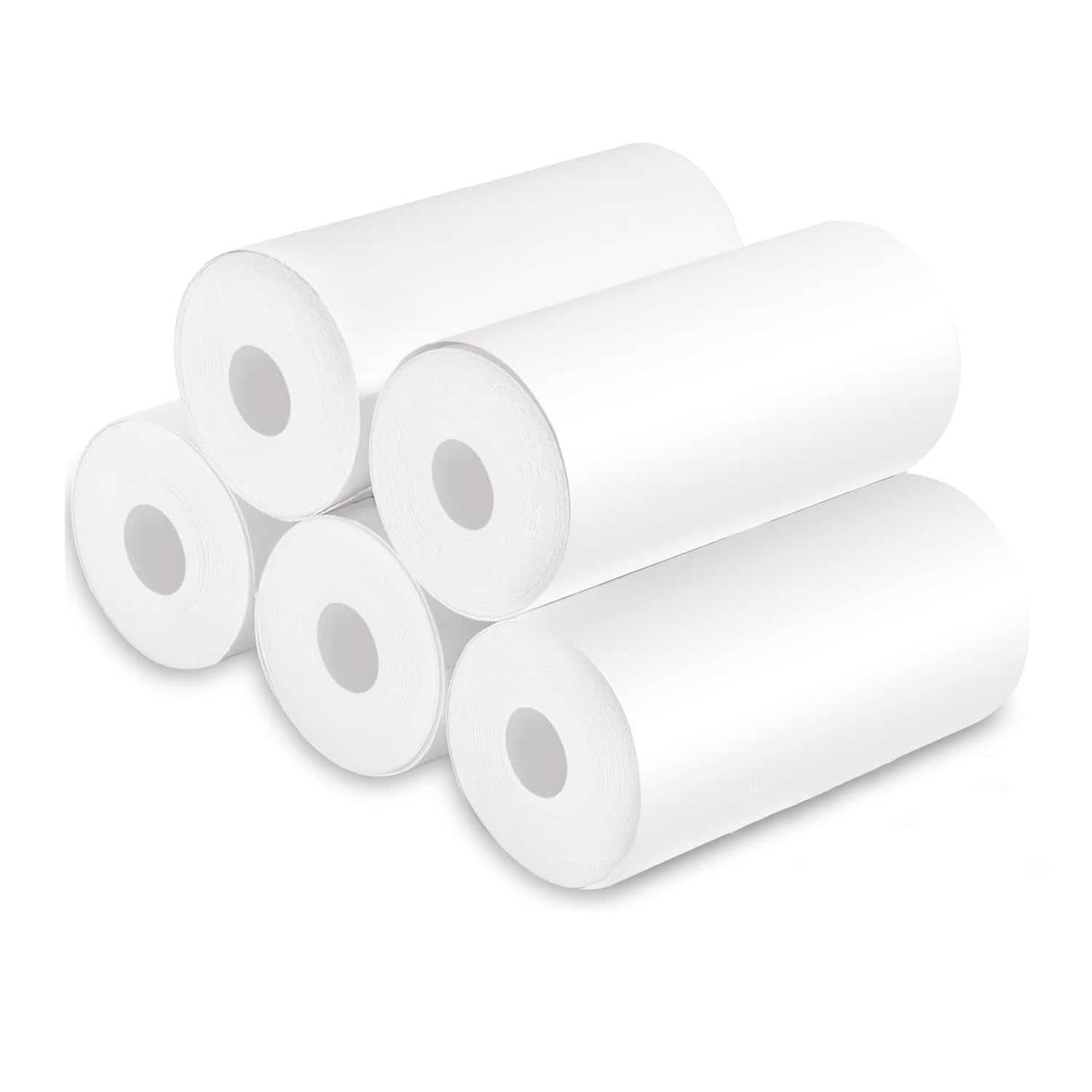 Zeitel® 5 Rolls Thermal Printing Paper, 57mmx25mm Thermal Paper Receipt Rolls Self-Adhesive Thermal Cash Register Paper POS Receipt Paper, Black on White, for POS Machine & Mini Thermal Printer