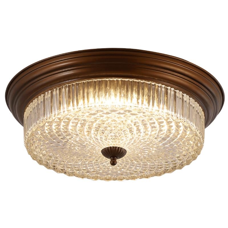 Plafonnier rétro à LED avec lumière variable à 3 couleurs et lustre en verre