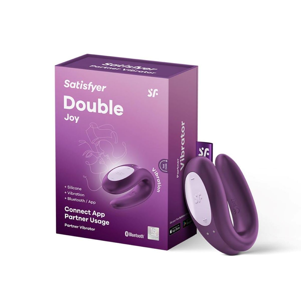 Double Joy Connect App | Couple Vibrator | Vibrating Pleasure Toy | Enhances Stimulation for Clitoris G-Spot & Penis | Waterproof (IPX7) & Rechargeable | Adult Sex Toy Massager in Purple