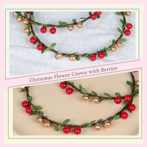 Simsly Christmas Flower Crown Berries Christmas Headband Forest Woodland Headpiece Wreath For Women And Girls #TOP7