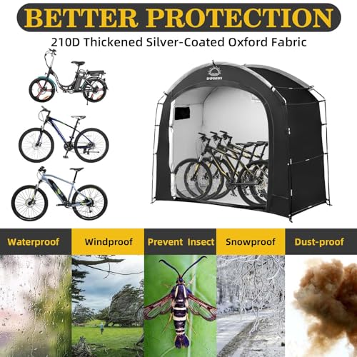 EPCPSHADES Fahrradabstellzelt mit Stahlgestell, wasserabweisend, UV-beständig, für Außenbereich/Garten, PE-Bedeckung mit Reißverschluss, ideal für Fahrräder und Motorräder, Hütte