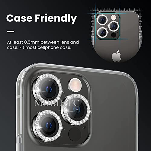 Image of Camera Lens Protector for iPhone 14 Pro /14 Pro Max Camera Lens Protector Tempered Glass Screen Protector, Anti-Scratch Aluminum Alloy 3D Lens Ring Cover (3 Pack, Black Diamond)