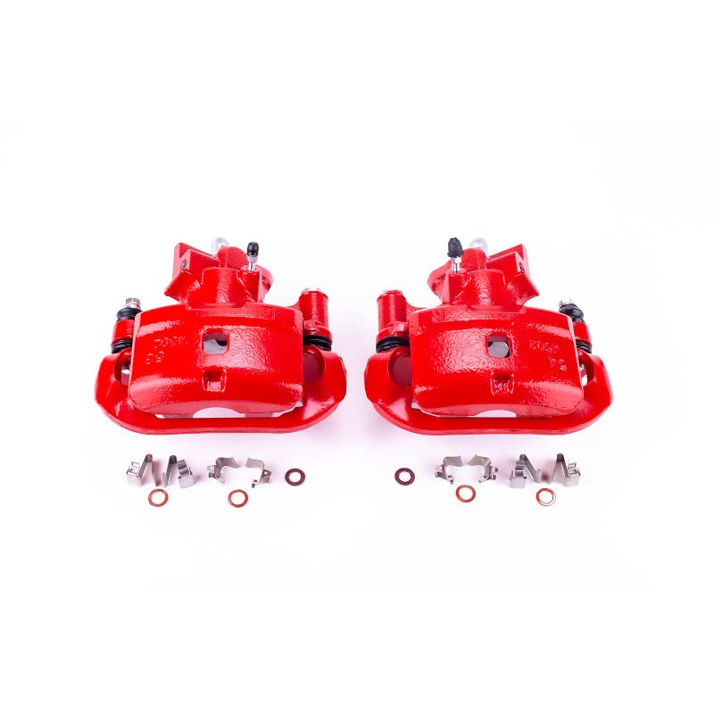 Image of PowerStop Rear Red Powder Coated Brake Caliper Pair for Toyota MR2 Spyder 2000-02 - High-Temp Brake Caliper Upgrade, S2754