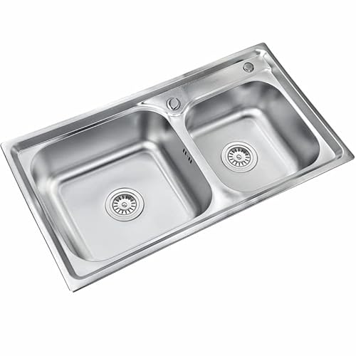 Cuba Pia Gourmet Dupla Prata Cozinha Aço Inox C/Acessórios 78x43 - Brinovar