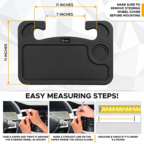 Econour 2 In 1 Car Steering Wheel Desk | Steering Wheel Tray For Laptop Car Mount With Pen Holder | Car Food Tray For Eating With Drinks Holder | Multipurpose Travel Car Accessories #TOP5