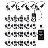 Retekess T130 Radioguias Guía Turístico,Sonido Amplificado,Non-in-Ear Design,Audioguias Turisticas Adecuado para Turismo,Congresos, Iglesias Tercera Edad(1 Transmisor,20 Receptores, 4 TT042 Auricular)