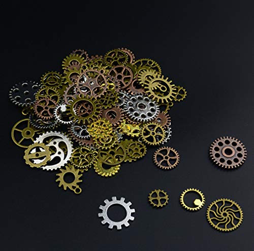 Miniatura 2 de Makhry 150 Gram Multicolor Surtido Vintage Metal Steampunk Joyería Haciendo Encantos Cog Reloj Rueda Para La Elaboración, Decoración De Halloween Cosplay Color Mezclado