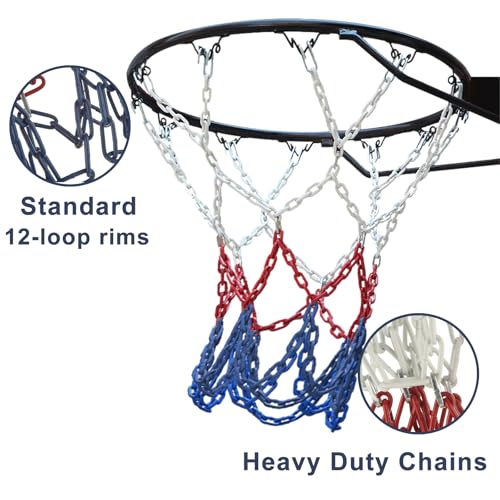 ​CYEAH 2 Pcs Heavy Duty Chain Basketball Net Replacement, Stainless Steel Chain Net for Basketball Hoop, Heavy Duty Basketball Hoop Chain Fit Most Standard Hoops for Outdoor Indoor - Thumbnail 5