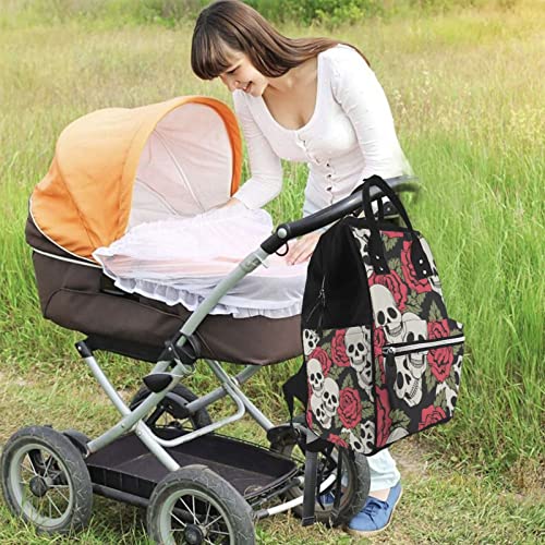 Sac à dos crâne rose fleurs multicolore élégant grand format - 6