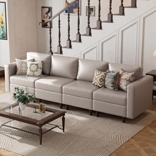 ABCASA Faux Leather Modular Sectional Sofa