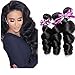 Perstar Brazilian Loose Wave 3 Bundles 300g 8a Unprocessed Virgin Hair 100% Human Hair Loose Wave Bundles Curly Weave Hair Extensions Natural Black Mixed Length Hair Bundles(8 10 12)