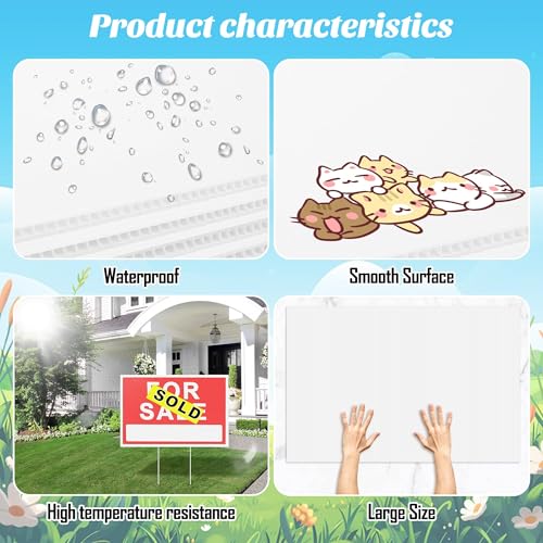 Vivantia 24 Pack 24 x 36 Inch Corrugated Plastic Sheet Blank Yard Signs Double Sided White Corrugated Poster Board Signs Thick Waterproof Lawn Sign for Indoor Outdoor Garage Sale Birthday Party Decor by Vivantia - Image 3