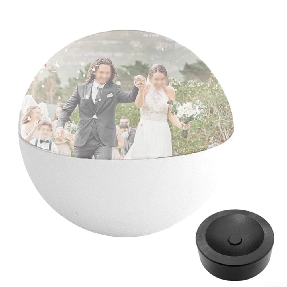 Boule vidéo de 7 cm avec lumière LED, mémoire numérique personnalisée pour anniversaires, mariages, décoration d'intérieur élégante (blanc)
