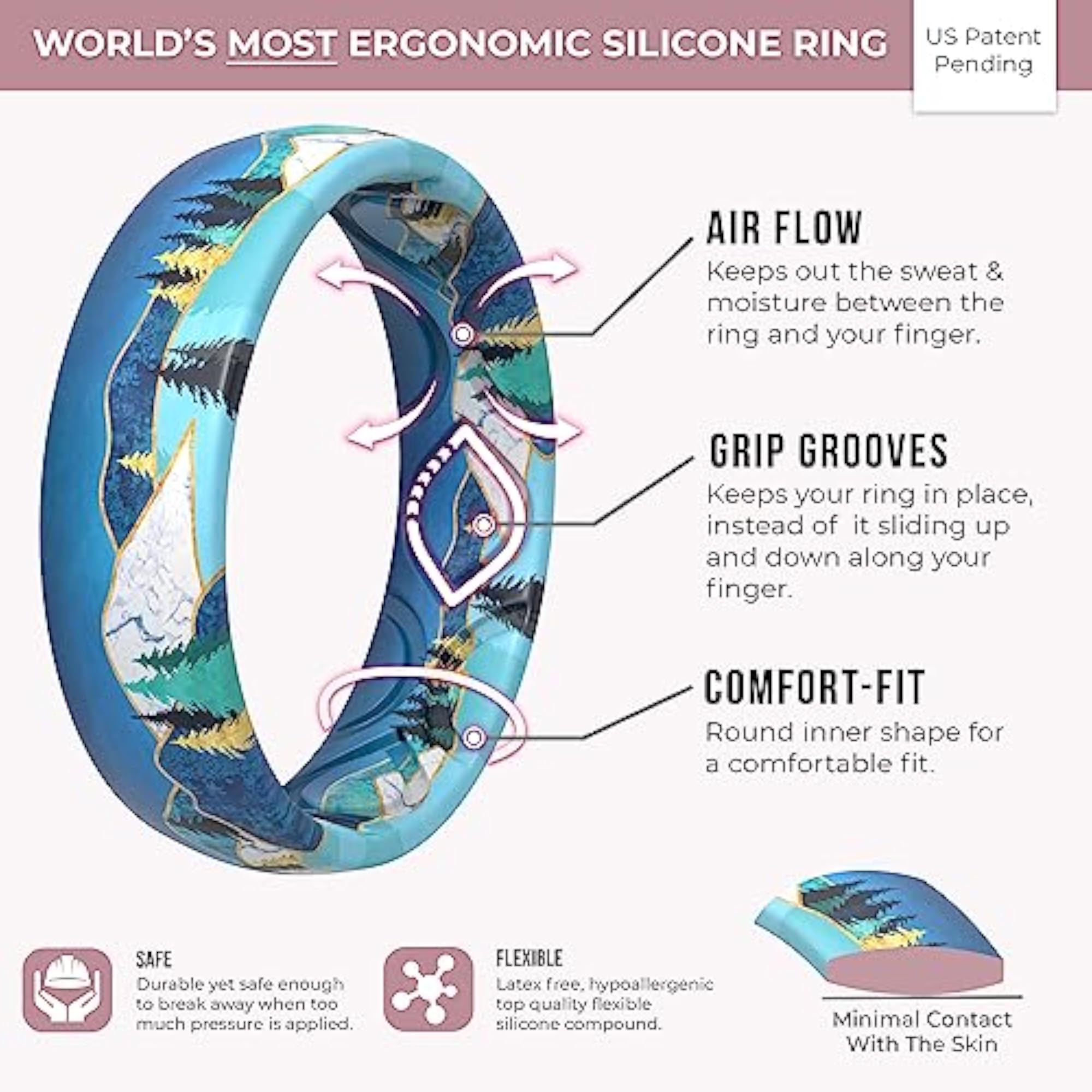 Women's Stackable Silicone Rings, Set of 10
