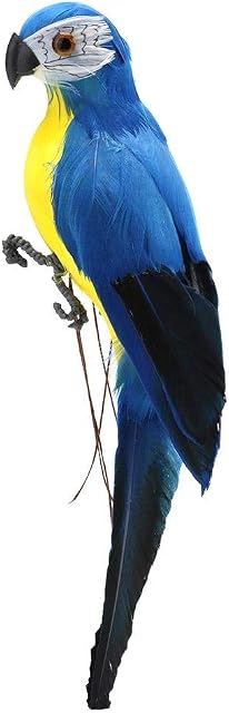 akaddy Foam Feather Artificial Parrot Imitation Bird Model Ornament, Garden Parrot Ornament Artificial Parrot Feathered Birds, Animal Model for Home Garden Tree Party Decoration (Light Blue)