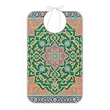 GuoChe Babero de poliéster reutilizable e impermeable con recogedor de migas plegable para mujer, medallón verde bohemio