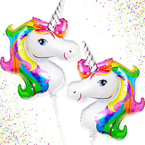 Big 43 Inch Unicorn Balloons â€“ Unicorn Foil Balloon | Pack of 2 Rainbow Unicorn Balloon Head | Unicorn Foil Balloon | Unicorn Mylar Balloons for Unicorn Party Decor, Unicorn Birthday Decorations