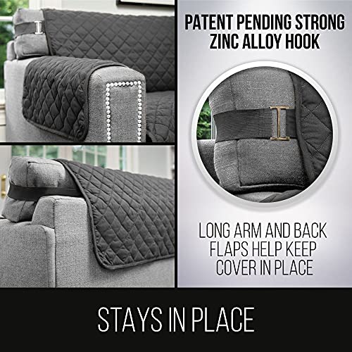 Sofa Shield Patented Sectional Couch Cover, Reversible Corner L Shaped Slipcover, Soft Quilted Microfiber, Durable Tear Resistant Furniture Stain Protector With Straps, Washable, 30X30, Charcoal #TOP2