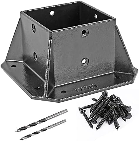 kjxxkj 4×4"(Actual:3.5×3.5") Stainless Steel Post Anchor Flange Base with Screws for Deck Railing, Black Finish (1 Pack)