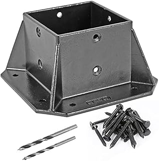 kjxxkj 4×4"(Actual:3.5×3.5") Stainless Steel Post Anchor Flange Base with Screws for Deck Railing, Black Finish (1 Pack)