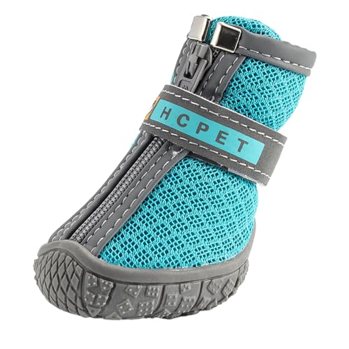 FANSU Hundeschuhe 4 Stück, Hundeschuhe Pfotenschutz Hunde Schuhe Outdoor Laufen Hundeschuhe Winter, Schuhe für Hunde Rutschfester für Kleine und Mittlere Hunde (S,552 Türkis)