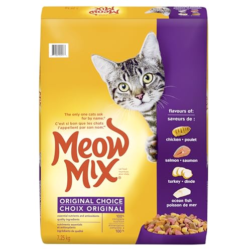Meow Mix Original Choice Dry Kibble Cat Food with Flavours of Chicken Salmon Turkey and Ocean Fish, 7.25kg Bag