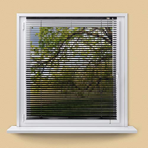 ECD Germany Persiana Veneciana Aluminio 70 x 175 cm Negro Aletas de Aluminio Protección Luz Antideslumbramiento y Privacidad Estores para Ventanas y Puertas Cortina Plisada Enrollable