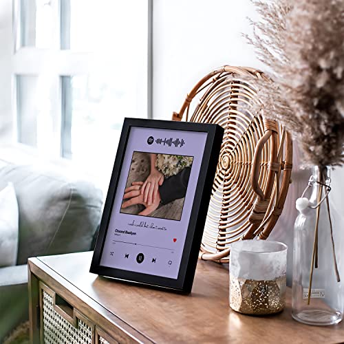 Image of Ritwika's Personalized Spotify Song Barcode With Photo & Message Digital Print Engineered Wooden Frame For Desk 17 X 22 Cm Purple Set Of 1, Rectangular, Tabletop
