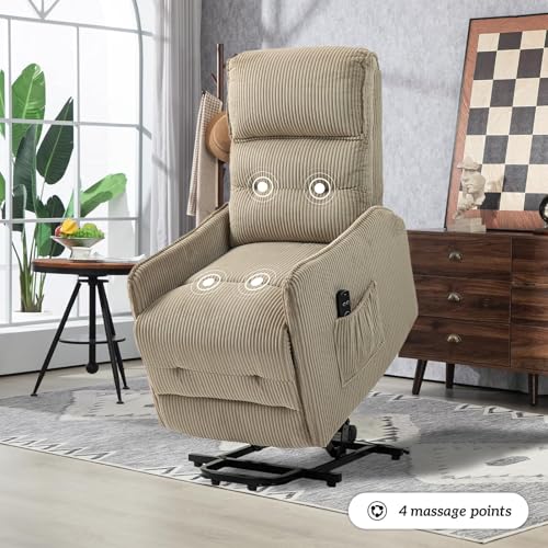 Sillón con masaje y calefacción ajustable Beige miniatura 3