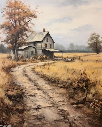 WUIVCTR DIY Paint by Numbers on Canvas, Pleasant Farmhouse, DIY