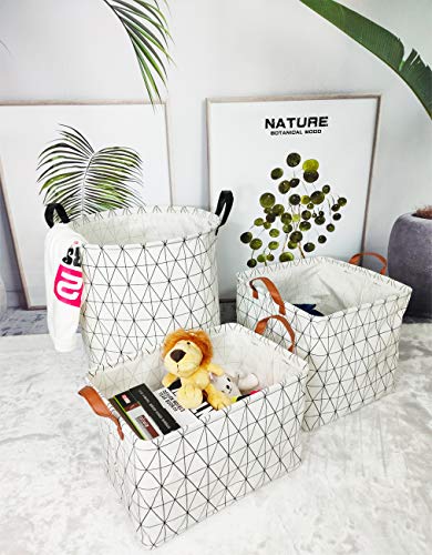 Asketam Canvas Fabric Baby Kids Toy Bin Storage Basket Foldable Toy Storage Organizer Bedroom Decor Nursery Hamper Kids Toy Box Clothes Gift Basket (Geometric Diamond) #TOP4