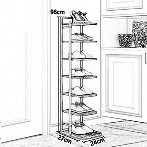 Étagère à chaussures à 7 niveaux en métal 27x24x98 cm - 4