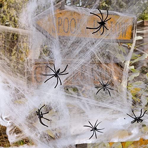 OTMVicor 40g Halloween Decoration Spider Web with 20pcs Spiders, Halloween Party Decoration Set