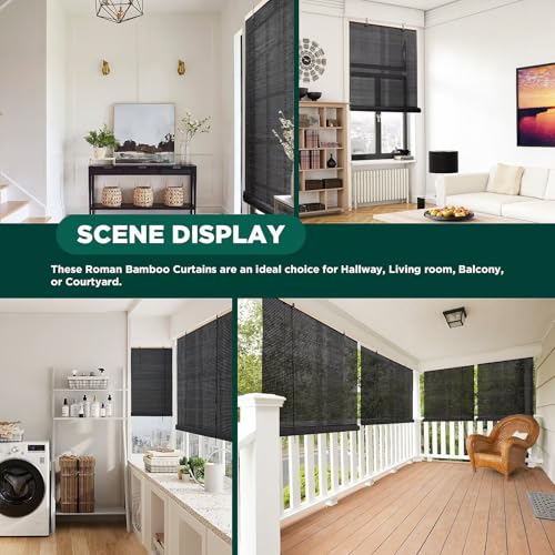 Store enroulable en bambou extérieur naturel 81x183cm - 7