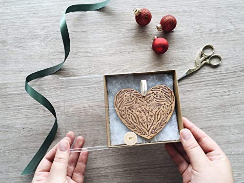 Floral Heart Christmas Ornament With Personalized Message [Holiday Stocking Stuffers With Names, Wood Anniversary Love Gifts For Him Her, Made In The Usa] #TOP6