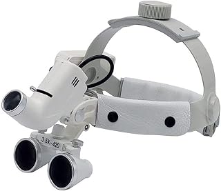 HAODING Lentes Aumento - LED Diadema Lupa Gafas Cabeza con Luz Aumento Profesional para Extensión Pestañas,Reparación Relojes,Costura,Manualidades, 3.5X(Color:Blanco)