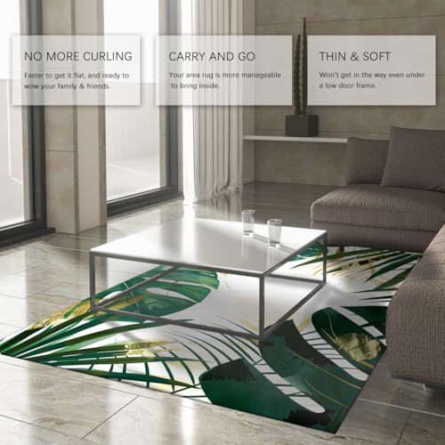 Tapis 100x150cm salon lavable machine mince antidérapant vert