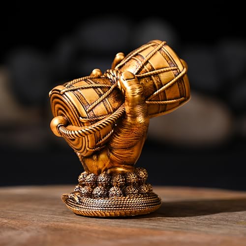 Image of Artarium Traditional Resin Shiva Damru Idol Antique Shivji Sheshnag Bholenath Blessings Murti for Car Dashboard Home Decor Pooja Room Gift Item (Shiva Damru Antique 3 Inch)