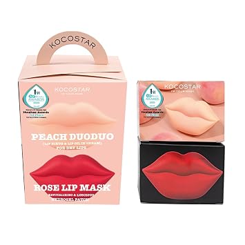 KOCOSTAR On-the-Go Lip Care Kit Lip Scrub+Lip Oil in Cream+Lip Mask Nourish, Hydrate, and Plump Dry Lips Hydrogel Lip Masks